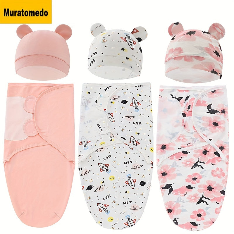 Muratomedo Newborn Swaddling Set Adjustable Sleeping Bag for Boys and Girls Easy Wrapping Baby Wrap Ideal for 0-6 Months Christmas Halloween Thanksgiving Day Easter Gift