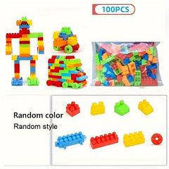 100pcs Building Blocks Set, Educational Toys, DIY Bricks Gift Set, Random Colors, Halloween/Thanksgiving Day/Christmas Gift