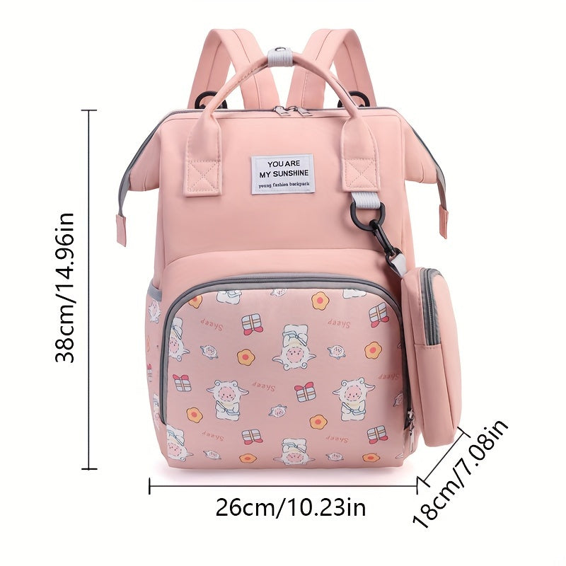 Adorable Cartoon Backpack: Perfect for Moms on the Go - Soft Shell, Multiple Pockets, and Suitable for Ages 14+ - Oxford Fabric