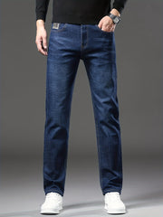 Men's Straight Leg Denim Pants, Men's Classic Design Jeans, Versatile For Business And Casual Wear