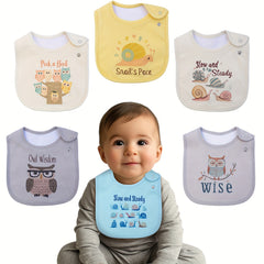 6pcs Cartoon Seasonal Printed Bibs, Adjustable With Buttons, Waterproof Bibs For Feeding