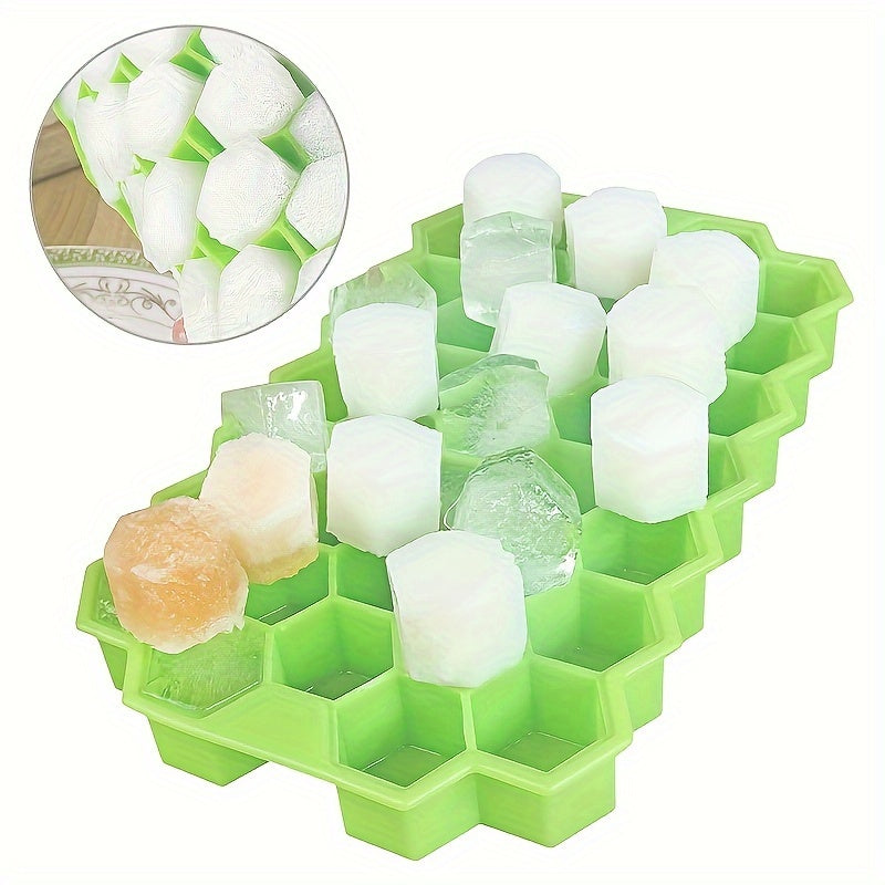 37-Cavity Silicone Honeycomb Ice Cube Tray With Lid - Food Grade, Flexible Mold For Soft Drinks, Whisky, Cocktails & More - Kitchen Bar Accessory Silicone Ice Cube Tray Silicone Ice Cube Tray With Lid