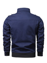 Trendy Mens Cotton Bomber Jacket - Stand Collar, Secure Pockets, Ideal for Autumn & Winter