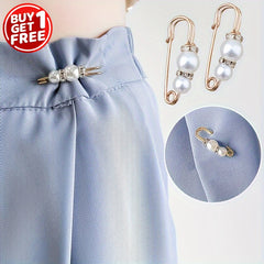 2pcs/set Faux Pearl Pants Waist Pin Trousers Waist Pin Waist Circumference Change Fixed Brooch