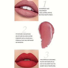 12 Shades Matte Lipstick, Long-Lasting Pigmented Lip Color, Sexy Velvet Waterproof Lip Stain, Natural Makeup Cosmetic