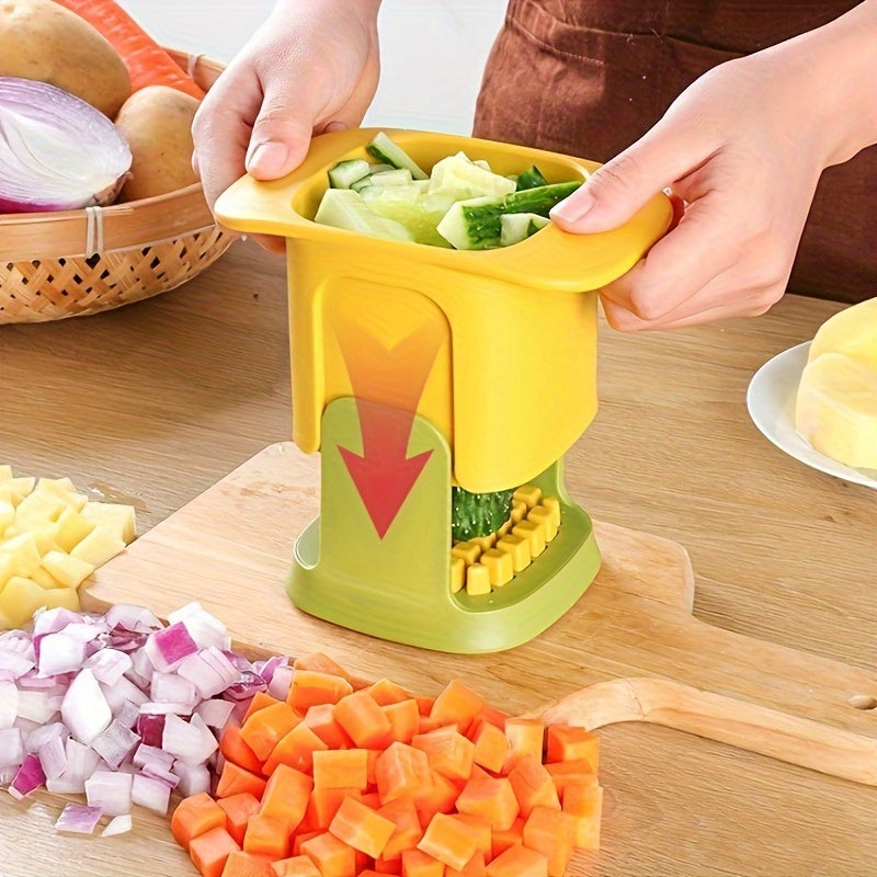 Manual Vegetable Chopper 1 Pack - Durable Plastic Fruit & Veggie Dicer for Hotel/Commercial Use - Ideal for Potatoes, Onions, Carrots - No Electricity Needed