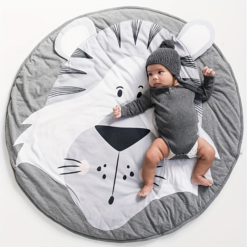 Cute 3D Animal Round Crawling Mat - Baby Play Mat with Thickened Cotton, Removable Liner & Zipper, Perfect for Kids Room Decoration & Game House Props! Easter Gift