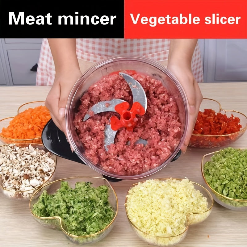 Manual Meat Grinder and Multifunctional Vegetable Slicer Set – Hand Shake Mixer, Carrot Shredded Grater, Food Crusher – Perfect for Meat Mixing, Vegetable Cutting – Essential Kitchen Accessories – Kerala Elegance