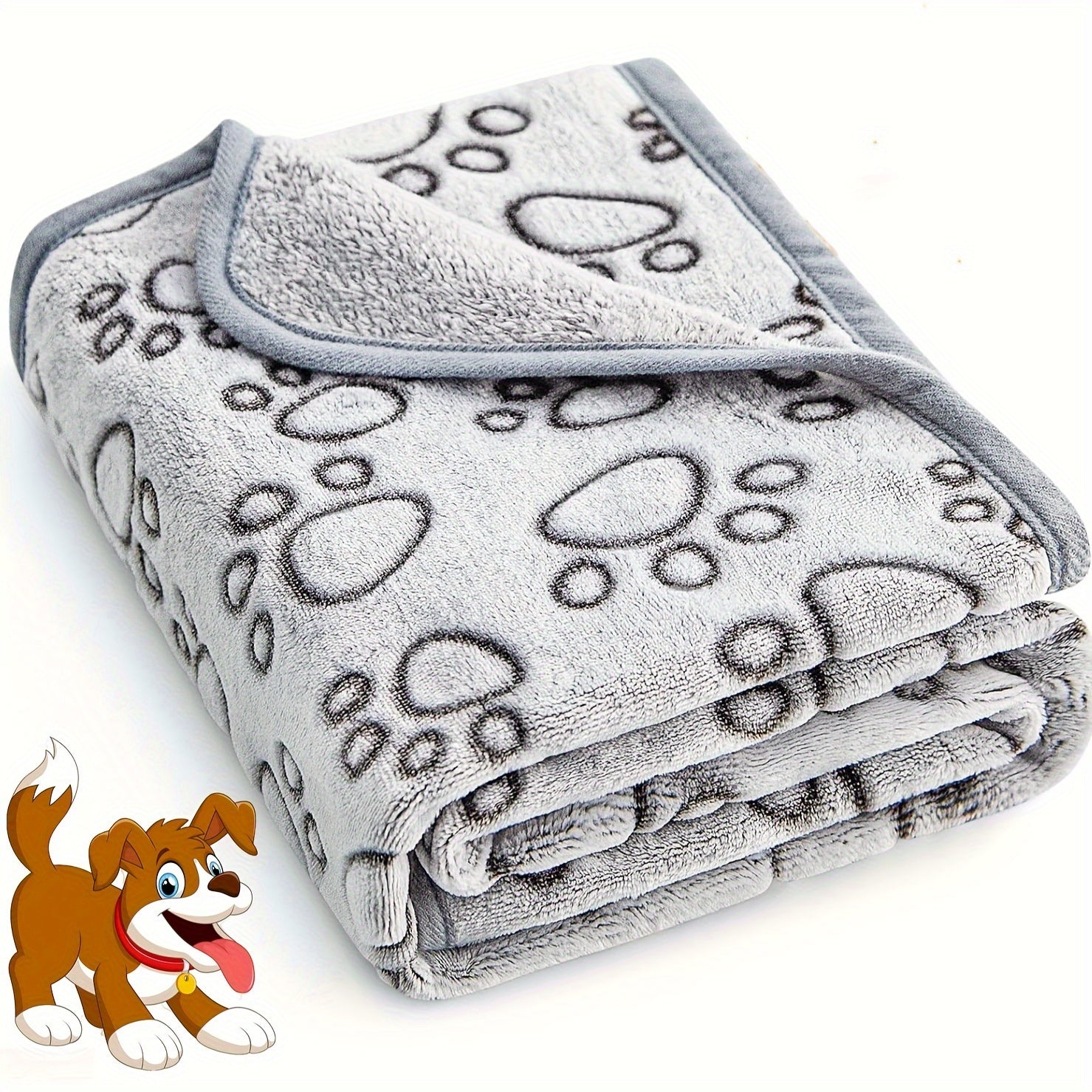 1pc Comfy Puppy Blanket with Cute Paw Prints - Soft, Warm Fleece for Dogs and Cats - Ideal for Nap Time and Travel