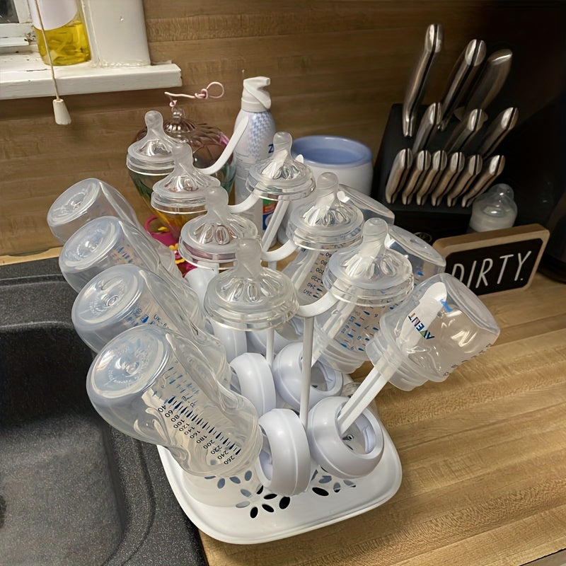 Baby bottle drying rack, drying rack, storage rack, can hold up to 8 bottles, as well as nipples, breast pump parts, pacifiers and other baby accessories, easy to disassemble and store, uses minimal counter space, BPA free