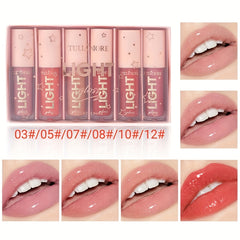 12 colors Moisturizing Candy Lip Gloss - Pearlescent Lustrous Mirror Nude Lip Stain with Natural Lip Gloss Lip Oil Valentine's Day Gifts