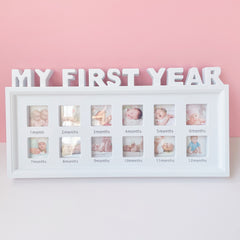 12-Month Baby Milestone Photo Frame - Capturing Adorable Growth Moments, Gender-Neutral Design for Your Little Ones 1st Birthday and Holiday Celebrations, Perfect Neutral Gift Idea