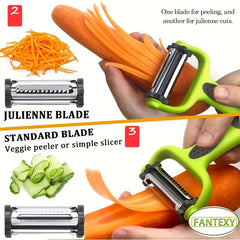 3-in-1 Multifunctional Peeler Kitchen Vegetable and Fruit Peeler with Grater Shredder Melon Planer and Fruit Skin Scraper