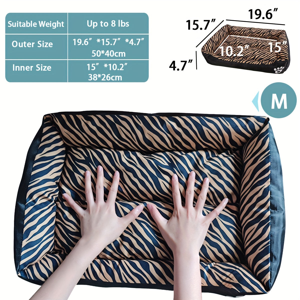 Plush Comfort Dog Bed Mat with Non-Slip Bottom, Multiple Sizes - Polyester Fiber Fill, Rectangle Shape for Extra Small to Large Breeds, Machine Washable Pet Bed with Soft Edging