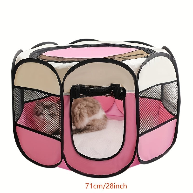 1pc Premium Foldable Octagonal Pet Playpen Tent - Spacious & Scratchproof, Oxford Cloth, Traditional Style for Indoor/Outdoor Fun, Perfect Safe Haven for Cats & Dogs