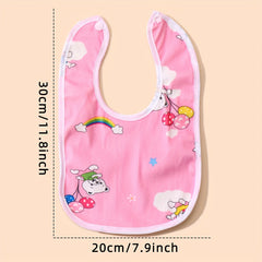 Baby Delightful Crystal Velvet Waterproof Bibs - Adorable Designs for Mess-Free Meals at Home - Luxuriously Soft, U-Shaped Protection