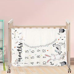 Cute Rabbit Baby Milestone Blanket - Multifunctional Photography Prop for Newborn, Infant Growth Commemorative Background Blanket