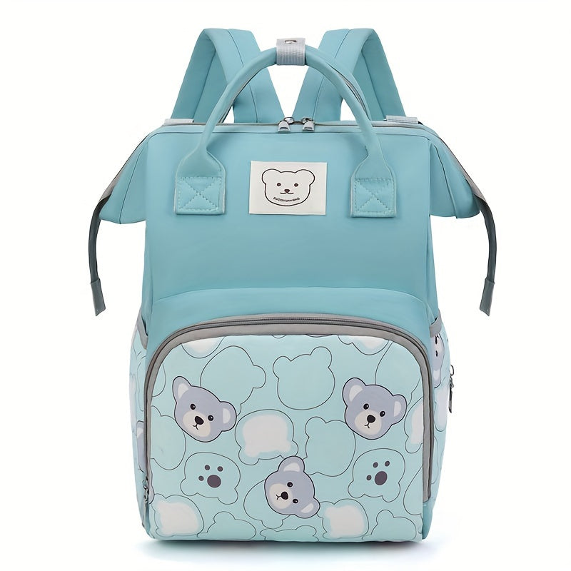 Fashion-Forward Moms Backpack - Ultra-Lightweight, Waterproof, & Spacious with Adorable Bear Design - Perfect for On-the-Go, Includes Stroller Attachment