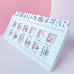 12-Month Baby Milestone Photo Frame - Capturing Adorable Growth Moments, Gender-Neutral Design for Your Little Ones 1st Birthday and Holiday Celebrations, Perfect Neutral Gift Idea