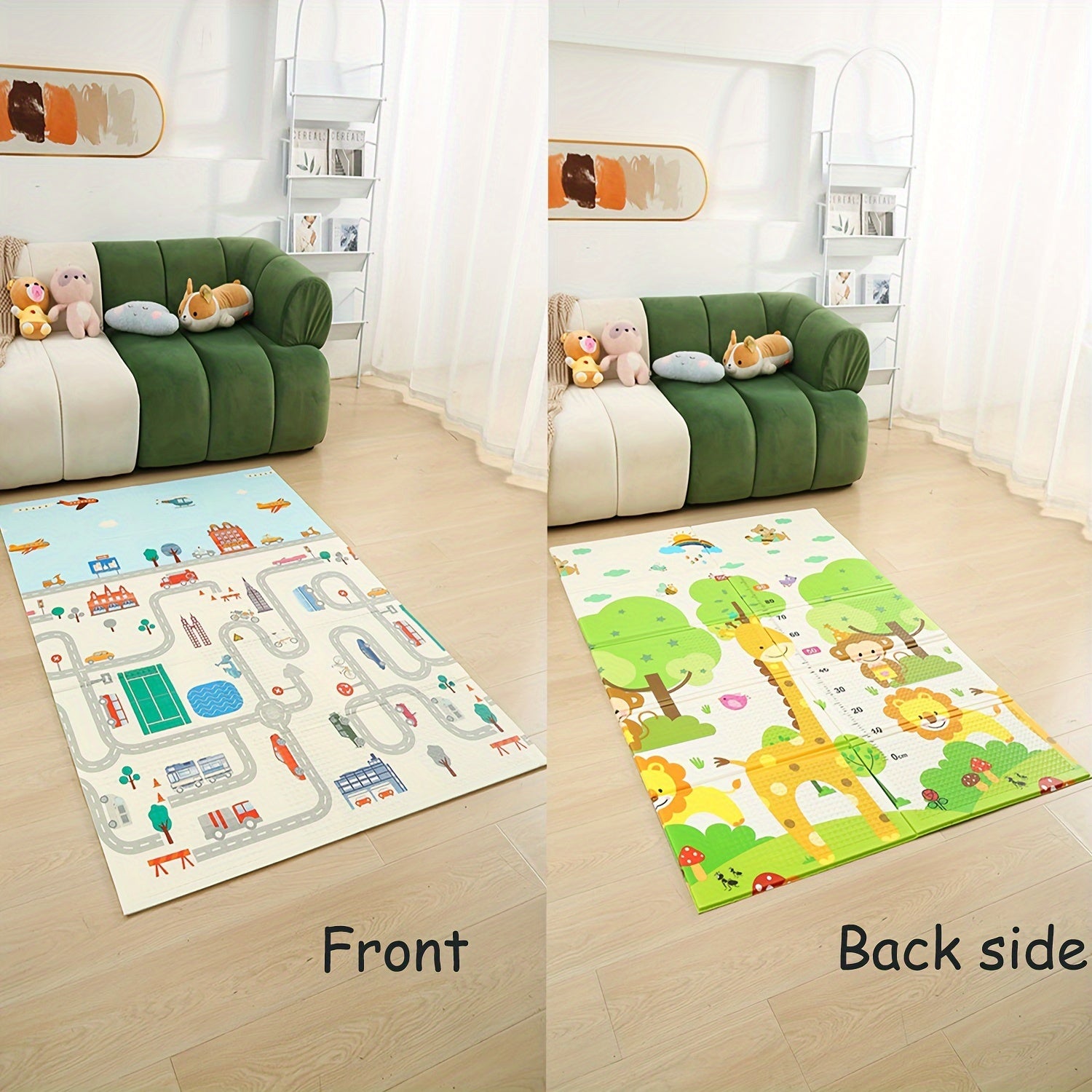 1pc Household Cartoon Animal Pattern Crawling Pad, Foldable Foor Mat, Easy Storage, Playing Mat, For Home Living Room, Picnic, Travel, Home Essentials