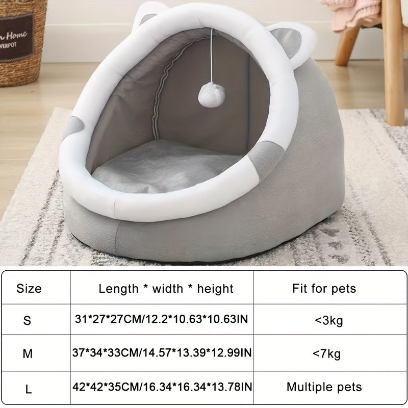 Adorable Ultra-Soft Cat Cave Bed - Insulated & Comfy Hideaway for Kittens - A Cozy Cartoon Playful Pet House to Keep Your Furry Friend Warm and Snug!