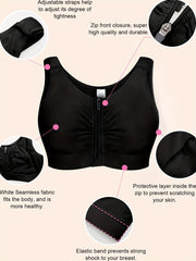 Ultra Comfy Bra - Ultra-Breathable Fabric, Easy-On Front Zip, Full Coverage, Adjustable Straps, Wireless Design - Designed for Women, Perfect for Everyday Lingerie and Underwear Needs