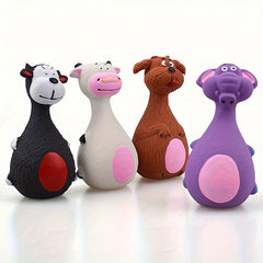 Chewy Dog Toy Set: 4 Playful Rubber Toys with Cartoon Designs for Your Pooch - Kerala Elegance