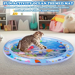 Interactive Cat Water Mat, PVC Material, Floating Fish Design, Self-Cleaning, And Air Pump Included, Perfect For Indoor Cat Play And Stress Relief