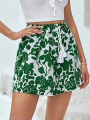 Women's Floral Print Drawstring Shorts - Casual Summer Vacation Style With Elastic Waistband & Pockets