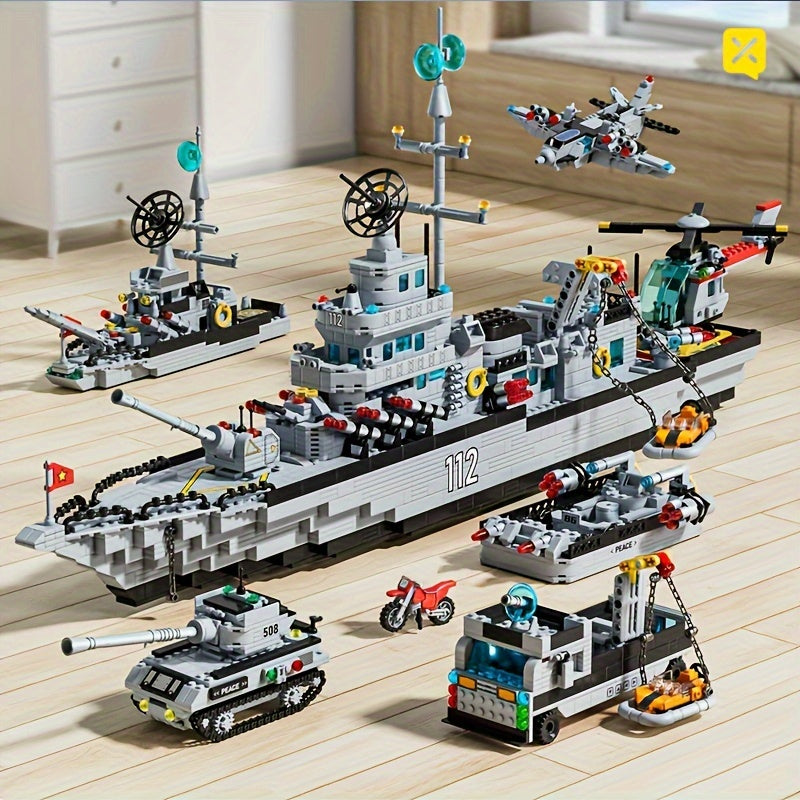 2000+pcs Super Large Cruisers, Army Ocean Warship Building Blocks, Scientific And Educational Building Blocks, Puzzle Toys, Holiday Gifts, Halloween, Christmas Gift