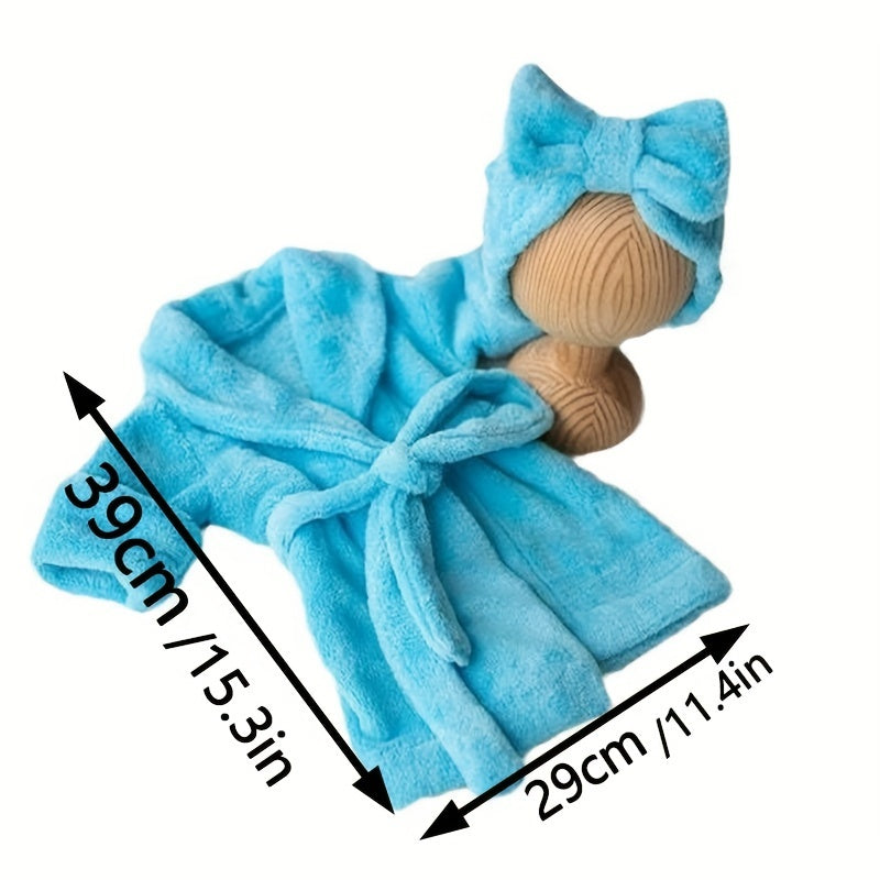 1set Thickened Photography Bathrobe With Photography Headband, Photo Shoot Bathrobe Set