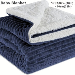 Thick Baby Blanket, Fuzzy Sherpa Fleece Blanket Soft Reversible Warm Receiving Blankets For Toddler, Infant, Boys And Girls Gift Reversible Cozy Blanket For Crib, Stroller, Nap, Outdoor (Navy, 30"x40")