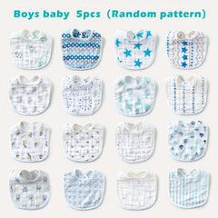 5pcs Cute Cotton Bibs, 6-layer Gauze Feeding Bibs, Christmas Thanksgiving Day Gift, New Year Gift, Valentine's Day Gift