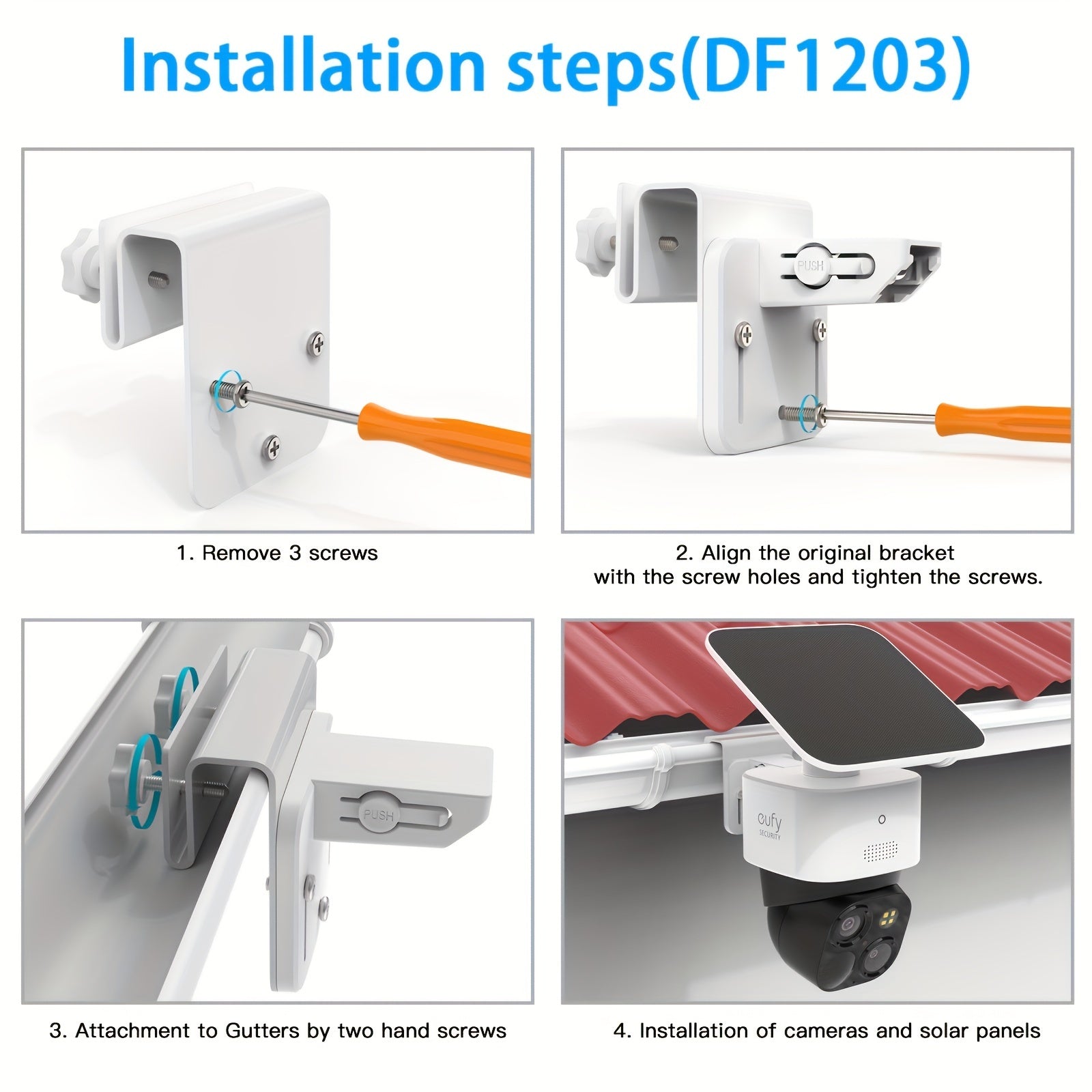 Gutter Mount Bracket Compatible with Eufy Security SoloCam S340, Solar Security Camera, Camera and solar panels not included