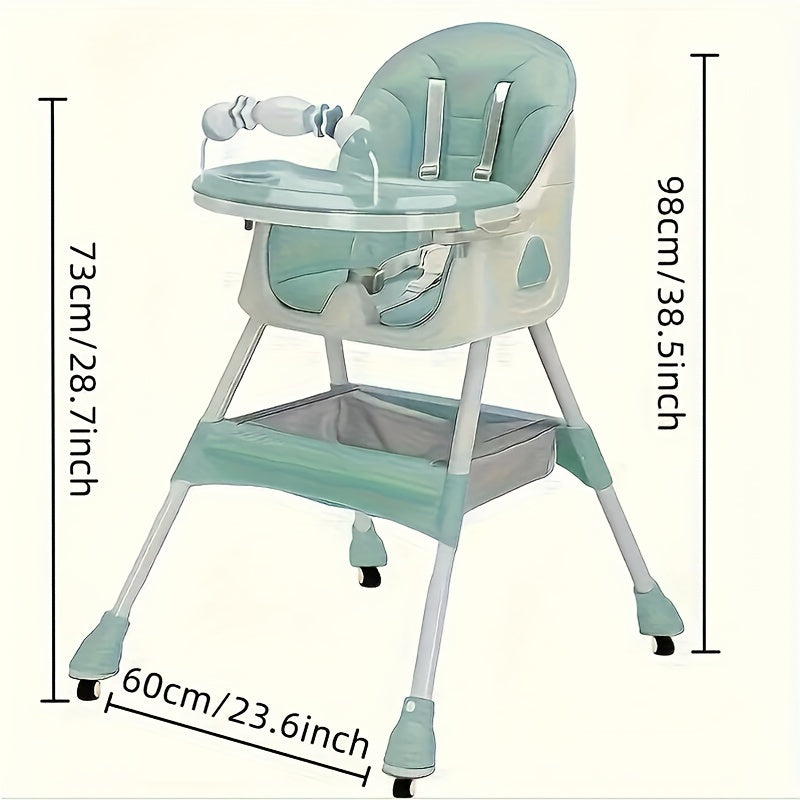 Modern Portable Foldable Baby High Chair - Adjustable, Multifunctional Dining Table For Infants 0-3 Years, Easy Assembly Baby Furniture Baby Chair