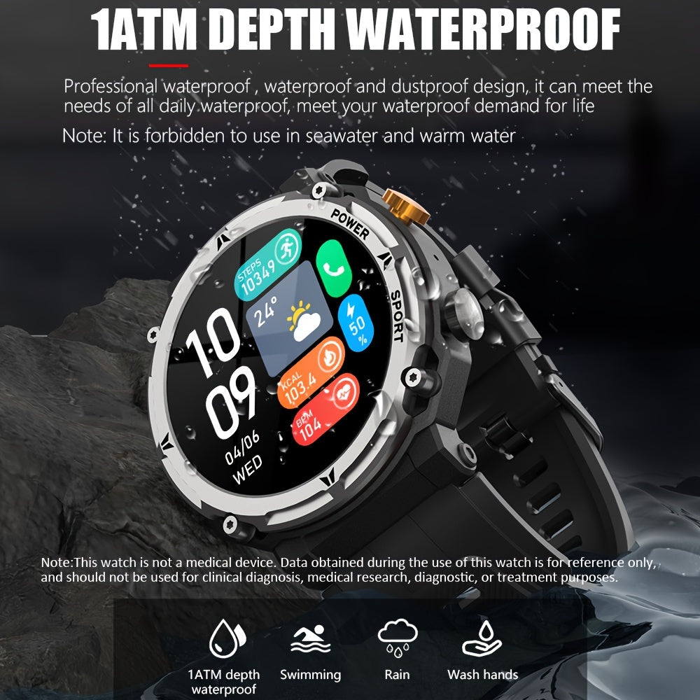 Outdoor Smart Watch(Answer/Dial Calls), Waterproof Sport Smartwatch For IPhone And Android Phones, Fitness Tracker Watch With Multi-Sport Modes/Music-Control/Alarm Clock/Long Battery Life/Good Gifts For Men