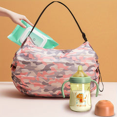 Portable Waterproof Foldable Travel Bag - Mommy Pack for Shopping and Travel - Suitable for Ages 14 and Up - Made of Nylon