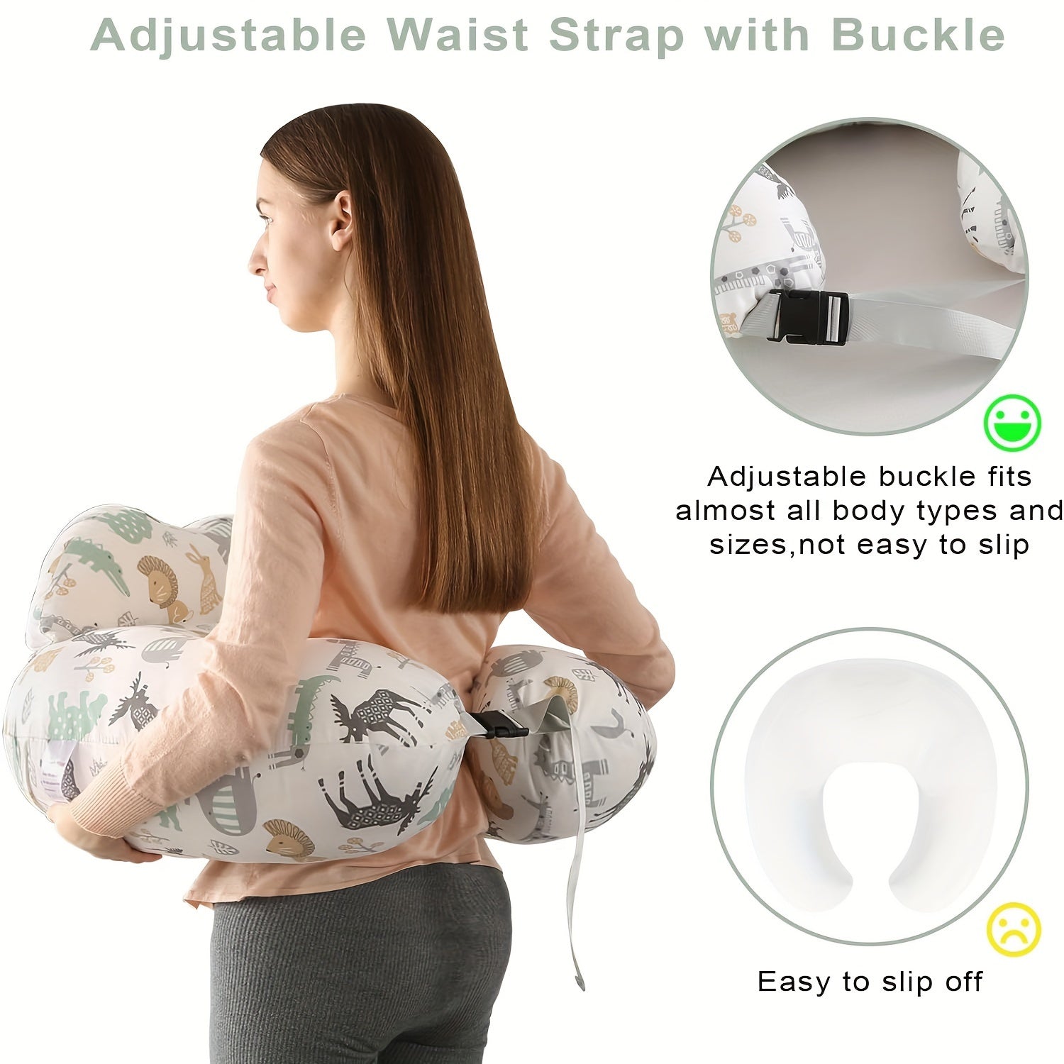 Battop Plus Size Nursing Pillow With Adjustable Waist Strap & Removable Cover - Extra Support For Breastfeeding Moms, Soft Cotton, Easy Clean Pillow For Baby Breastfeeding Pillow