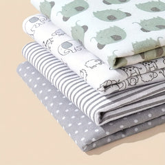 4pcs Soft Flannel Baby Swaddle Blankets - Machine Washable, Perfect For Newborns 0-3 Years