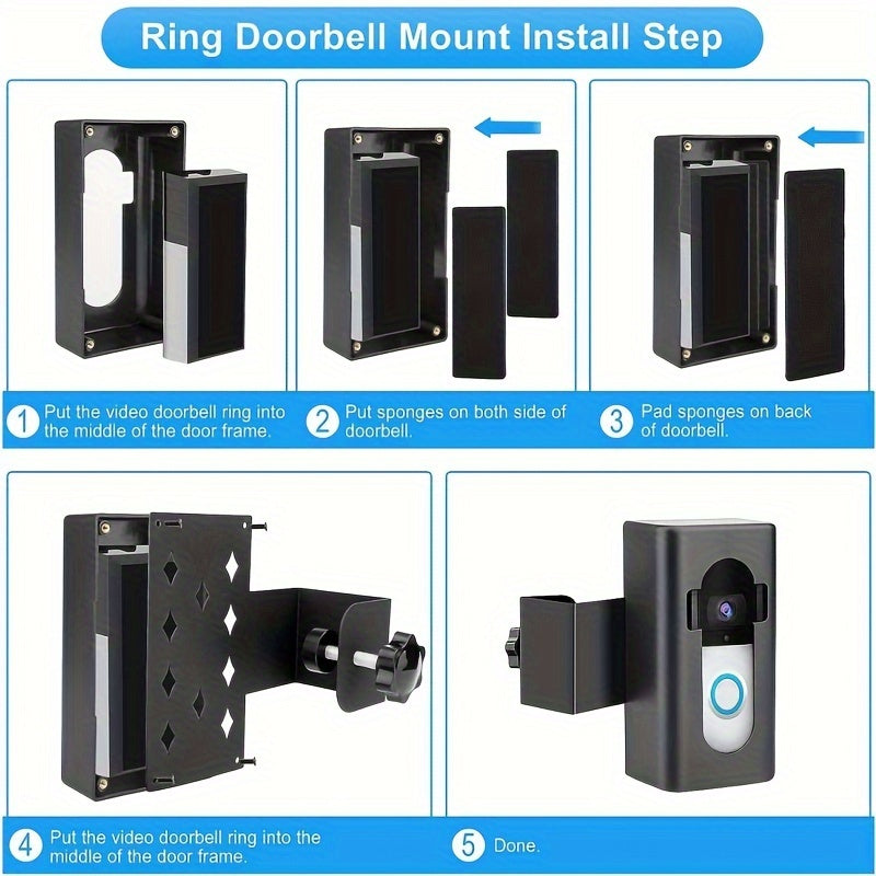 Anti-Theft Doorbell Mount, Video Door Bell Cameras Mount Bracket, No Drill Anti-Theft Camera Doorbell Holder Mounting Bracket, For Video Doorbell 1/2/3/3 Plus/4 Houses Apartments Dorm Office