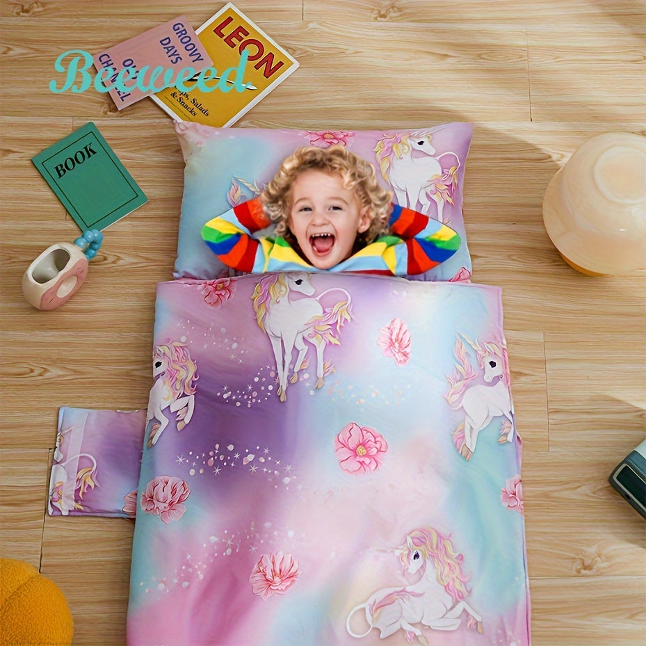 Comfortable Kids Sleeping Mat with Removable Pillow - Perfect for Preschool Daycare & Travel - Soft Microfiber - 3-6 Years