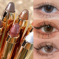 Glitter Highlighter Eyeshadow Pencil Shimmer Contouring Brightening Double-headed Eyeshadow Stick Lazy Eyeshadow Makeup Contains Plant Squalane Formula