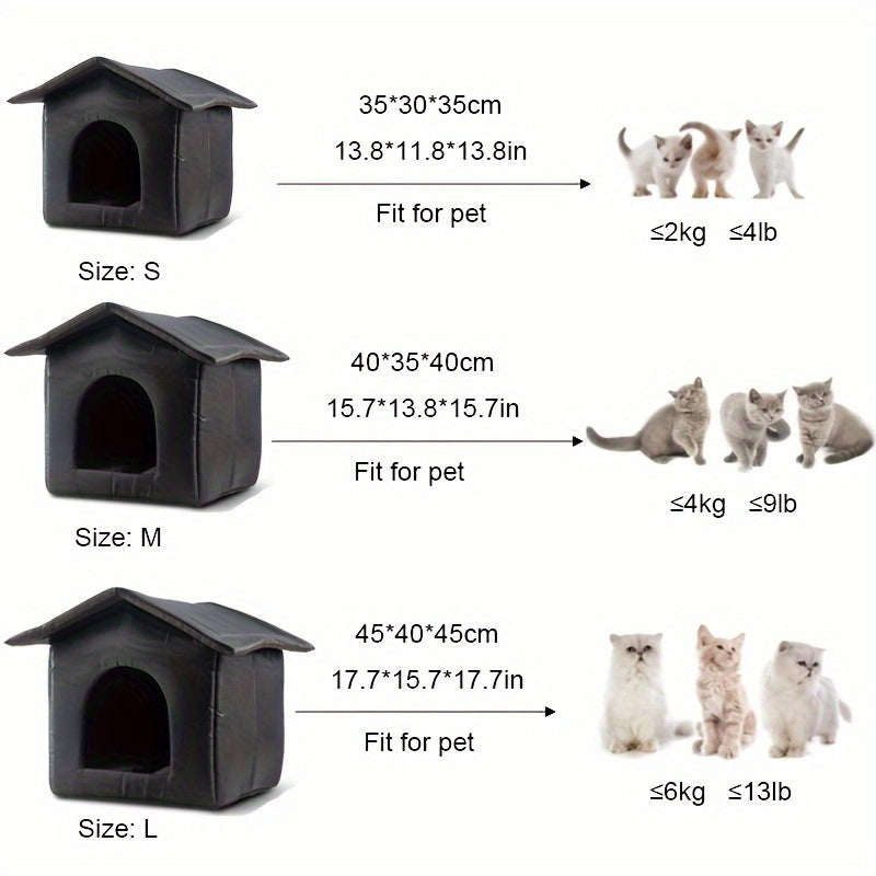 Cozy Waterproof Cat Nest, Outdoor Pet House, Non-slip Stable Stray Cat House, Durable Oxford Cloth Outdoor Cold-proof Shelter