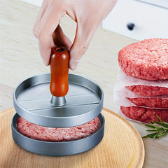 Qicai Xiaolu Metal Hamburger Press - Manual Non-Stick Patty Maker for Kitchen with 100 Wax Papers, Uncharged Food Mill Gadget for Ages 14+