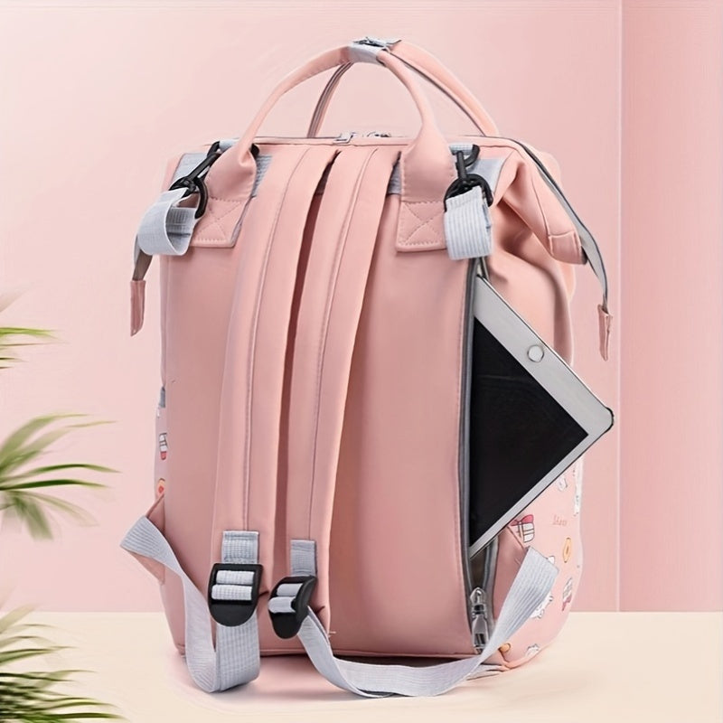 Adorable Cartoon Backpack: Perfect for Moms on the Go - Soft Shell, Multiple Pockets, and Suitable for Ages 14+ - Oxford Fabric