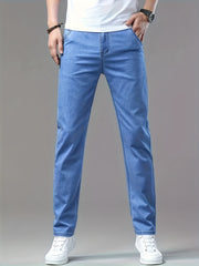 Men's Regular Fit Straight Leg Denim Pants, Men's Classic Design Jeans, Versatile For Business And Casual Wear