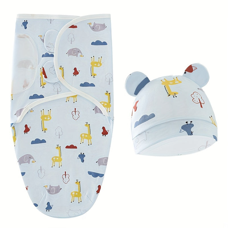 Adorable Cartoon Animal Pattern Swaddle Blanket - Comfortable & Adjustable Sleep Sack For 0-6 Months Newborn Infant Boys & Girls - Easy Wrapping Swaddle To Prevent Startle Reflex