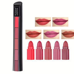 6 Color Lipstick Set 6 Sections Velvet Revealing Color Nonstick Cup Lip Gloss Pencil Waterproof Velvet Lip Gloss Valentine's Day Gifts