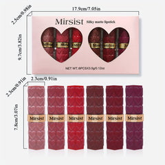 Mirsist 6pcs Matte Lipstick Set - Long-Lasting, Non-Fading Berry Shades For All Skin Types