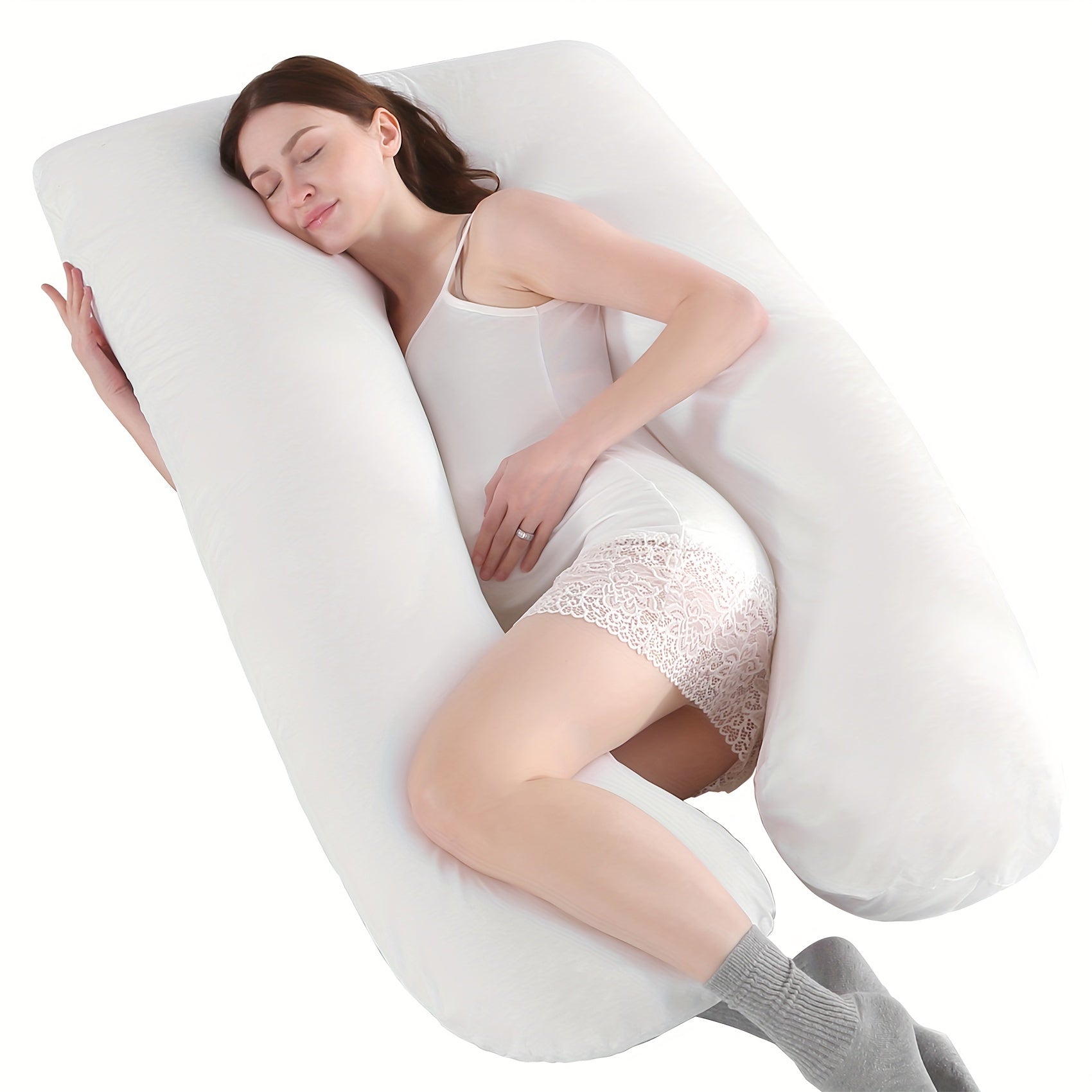 Pregnancy Pillow for Sleeping, U Shaped Pillow, Large pillow, Maternity Body Pillow, White